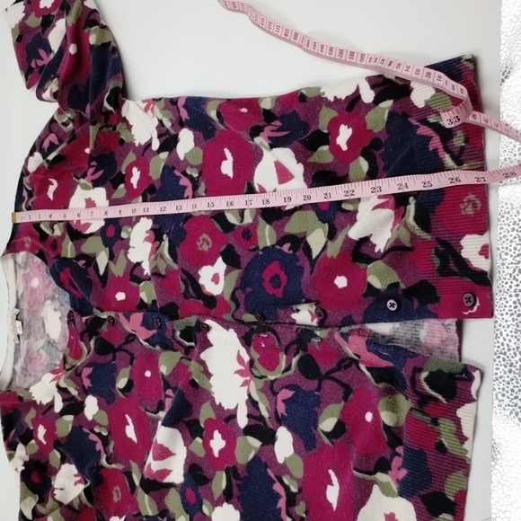 Merona women's large floral button cardigan pink/navy - Picture 6 of 10
